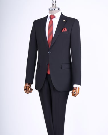 İtalyan stil slim fit ceket pantalon erkek takım elbise siyah T13567