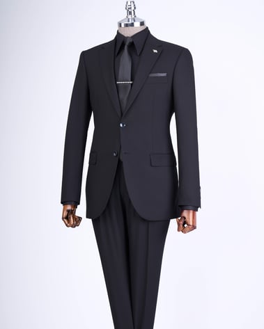 İtalyan stil slim fit ceket pantalon erkek takım elbise siyah T13568