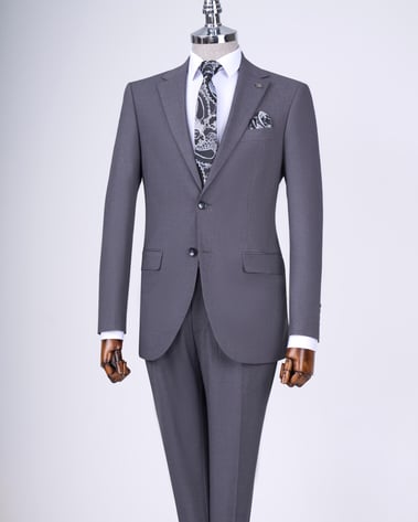 İtalyan stil slim fit erkek ceket pantolon takım elbise antrasit T13596