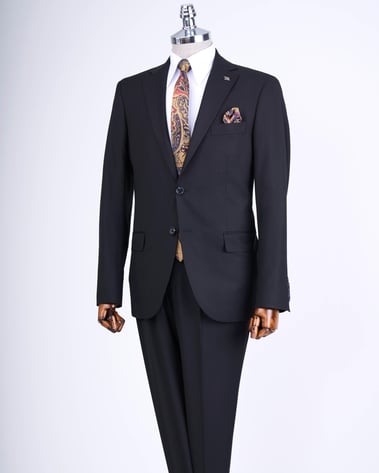 Klasik kesim regular fit erkek ceket pantolon takım elbise siyah T13590